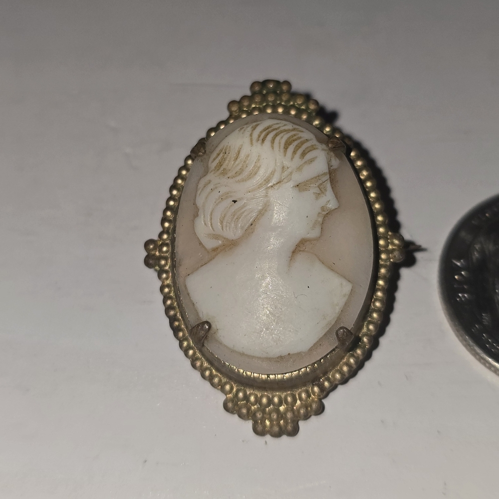 Classic Cream and Gold Cameo Brooch - Elegant Women's Jewelry
